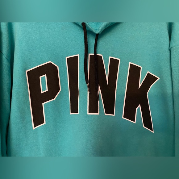 ❌SOLD❌ VICTORIA’S SECRET VS PINK COWL NECK PULLOVER SWEATSHIRT MINT TEAL BLACK M - Picture 2 of 5